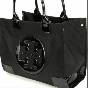 TORY BURCH ELLA BLACK NYLON LARGE TOTE BAG *